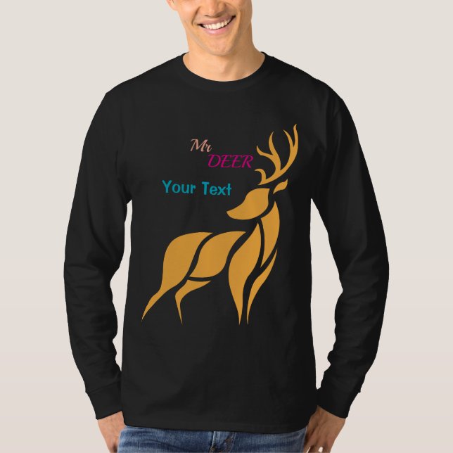 Mr. Deer Graphic – Rustic Woodland Style T-Shirt (Front)