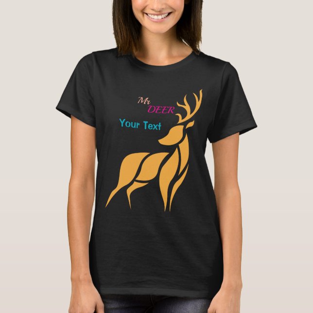 Mr. Deer Graphic – Rustic Woodland Style T-Shirt (Front)