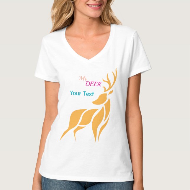Mr. Deer Graphic – Rustic Woodland Style T-Shirt (Front)