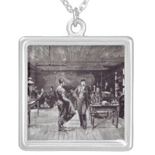 Mr Edison , The Eminent Electrician Silver Plated Necklace