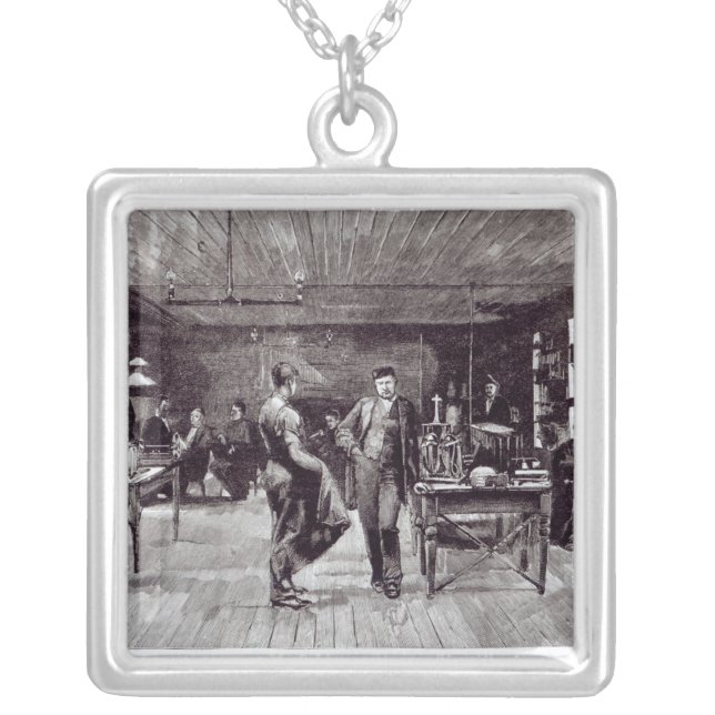 Mr Edison , The Eminent Electrician Silver Plated Necklace (Front)
