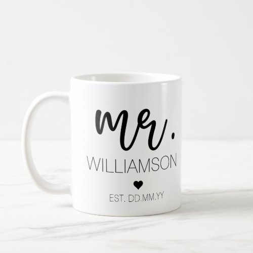 Mr Elegant Custom Name Wedding New Couple Gift Coffee Mug