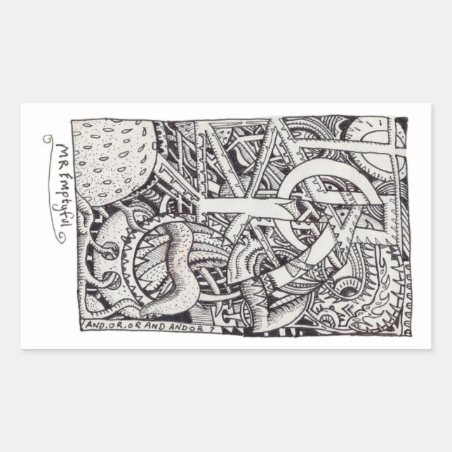 Mr Emptyful, Ink Drawing Rectangular Sticker (Front)