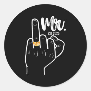Mr. Est. 2025 Just Married Husband Wedding Finger Classic Round Sticker