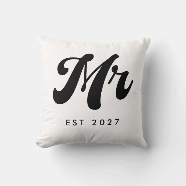 Mr EST year Throw Pillow (Front)