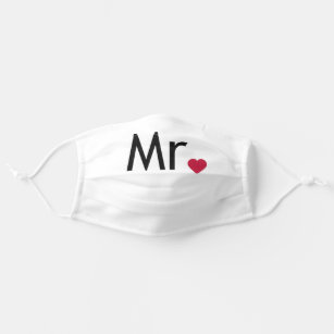Mr Face Mask with heart  - half of Mr and Mrs set