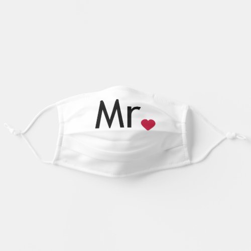 Mr Face Mask with heart  _ half of Mr and Mrs set