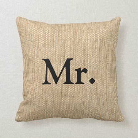 Mr. Faux Linen Burlap Rustic Pillow