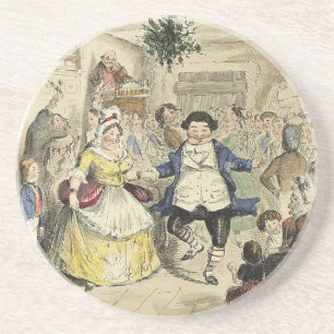 Mr. Fezziwig Dancing, A Christmas Carol Sandstone Coaster