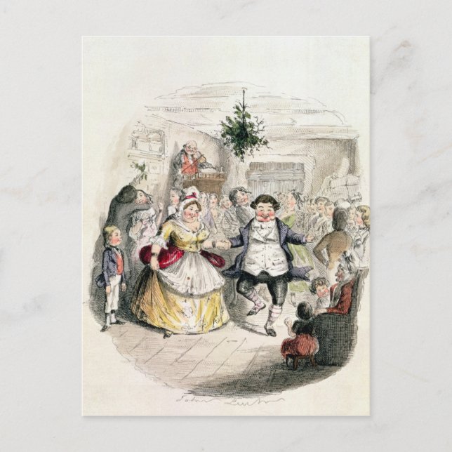 Mr Fezziwig's Ball, from 'A Christmas Carol' Holiday Postcard (Front)