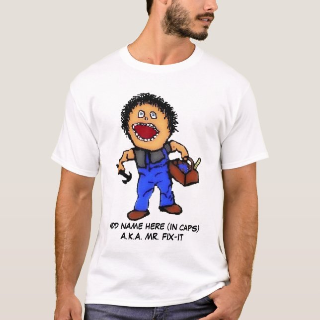 Mr Fix It Builder Cartoon T-Shirt (Front)