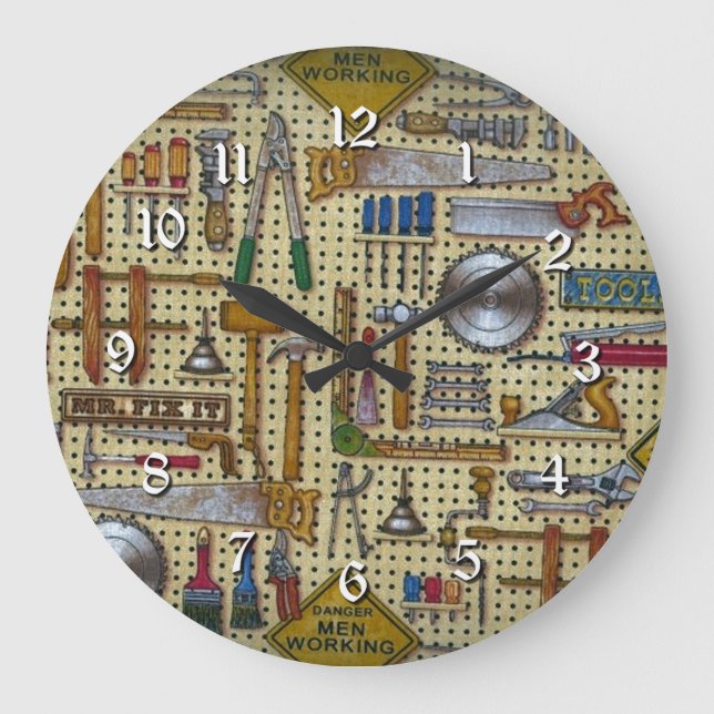 Mr. Fix It Handyman Tools Wall Round Clock (Front)