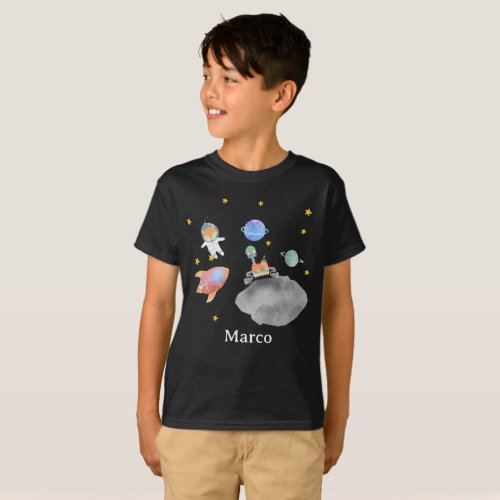 Mr Fox Astronaut in the Galaxy Boy T_Shirt Custom