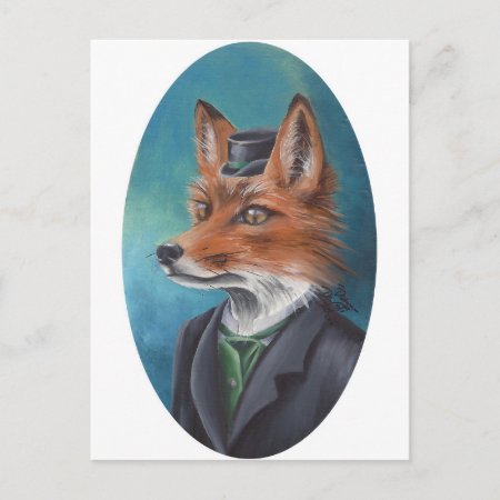 Mr. Fox Postcard Animal Postcard Fox Art