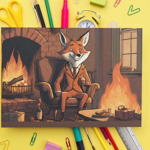 Mr Fox Spreading Christmas Cheer Foil Holiday Postcard