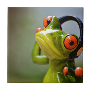 Mr. Frog with Headphones Ceramic Tile