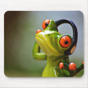 Mr. Frog with Headphones Mouse Pad