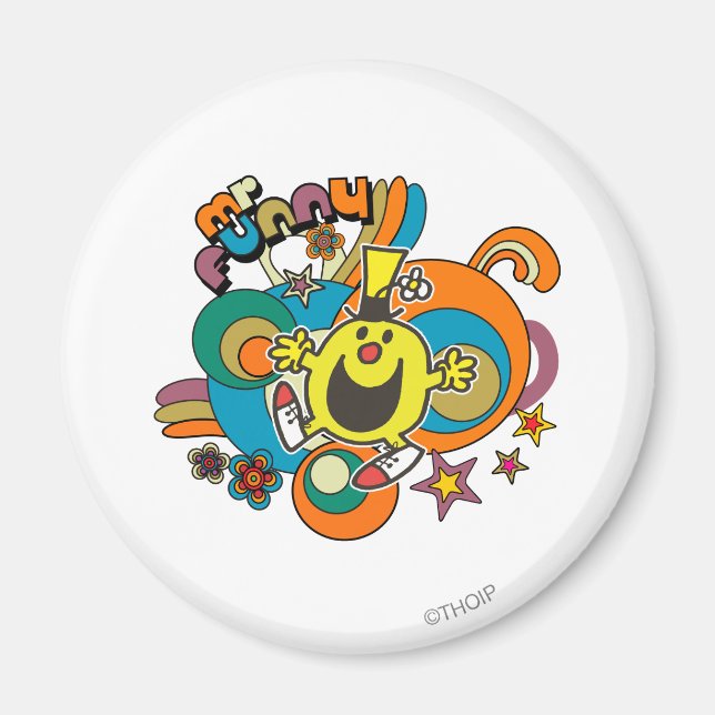 Mr. Funny | Colorful Stars & Swirls Magnet (Front)