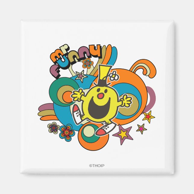 Mr. Funny | Colorful Stars & Swirls Magnet (Front)