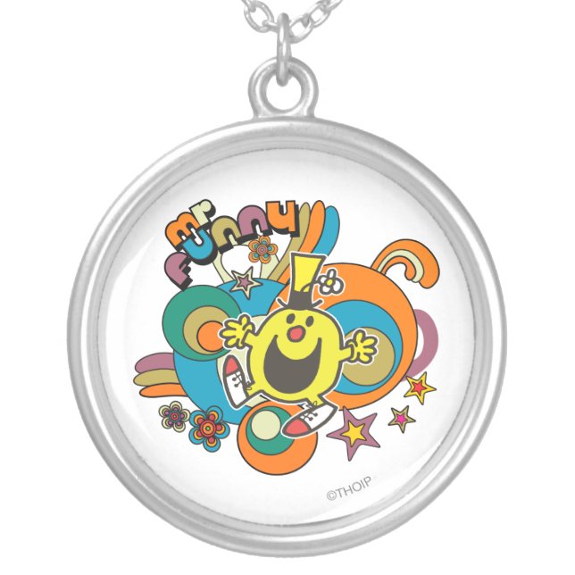 Mr. Funny | Colorful Stars & Swirls Silver Plated Necklace (Front)