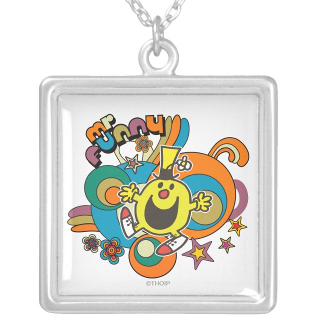 Mr. Funny | Colorful Stars & Swirls Silver Plated Necklace (Front)