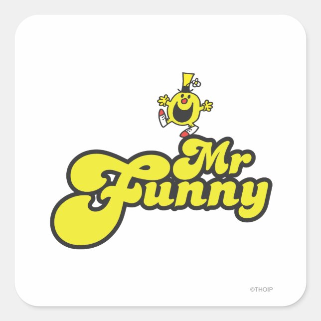 Mr. Funny Dancing On His Name Square Sticker (Front)