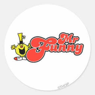 Mr. Funny Red Lettering Classic Round Sticker