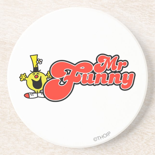 Mr. Funny | Red Lettering Drink Coaster (Front)