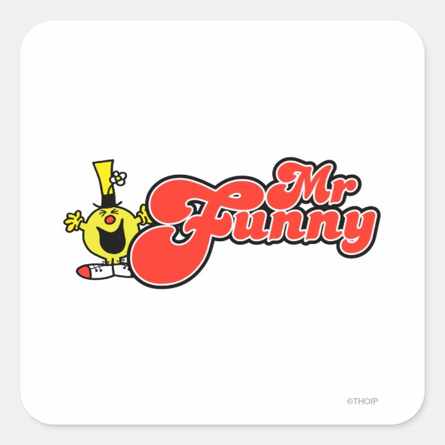 Mr. Funny | Red Lettering Square Sticker (Front)