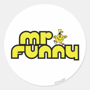 Mr. Funny Yellow Lettering Classic Round Sticker