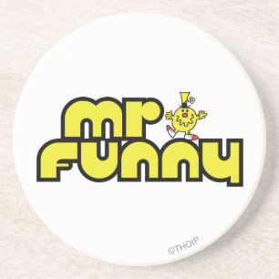 Mr. Funny   Yellow Lettering Sandstone Coaster