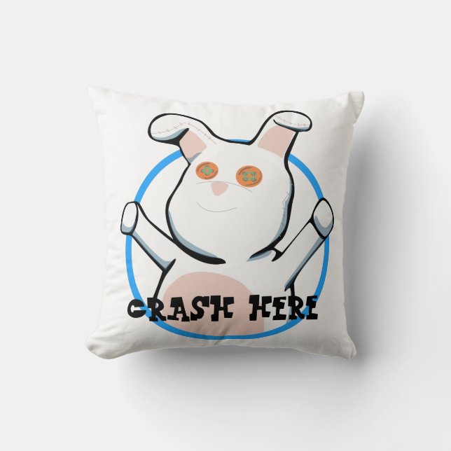 Mr. Fuzzy Butt - Crash Here Throw Pillow (Front)