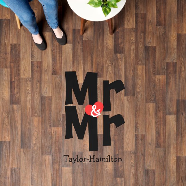 Mr. Gay Wedding Black White Personalized Floor Decals (Floor)