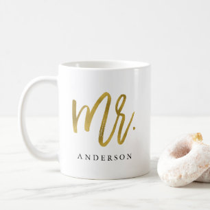 Mr. gold calligraphy personalized coffee mug