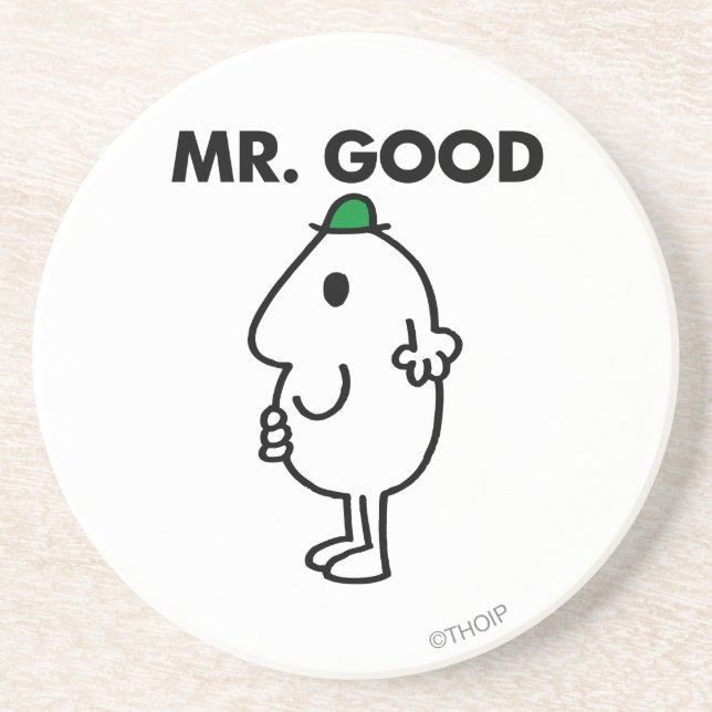 Mr. Good | Green Hat Drink Coaster (Front)