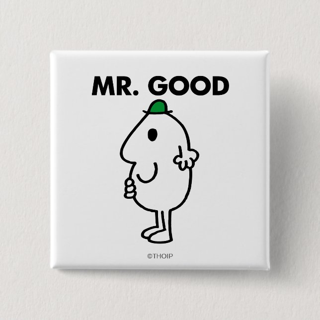Mr. Good | Green Hat Pinback Button (Front)
