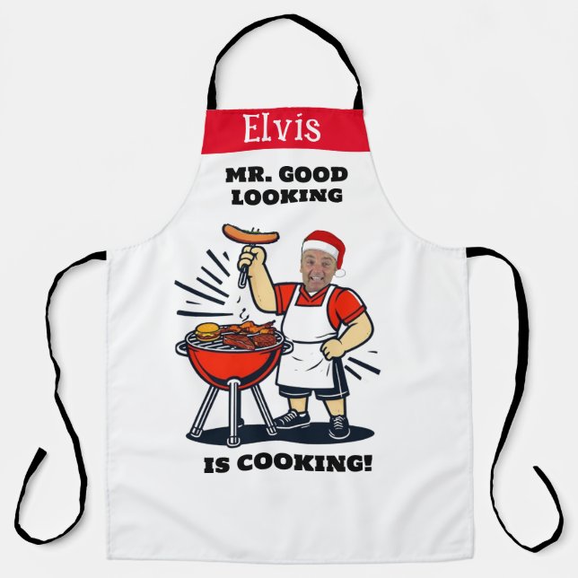 Mr Good Looking Apron - Personalized Photo Xmas Gi (Front)