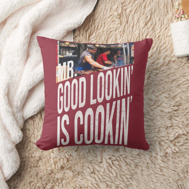 Mr Good Looking Is Cooking Funny Chef Father's Day Throw Pillow (Blanket)