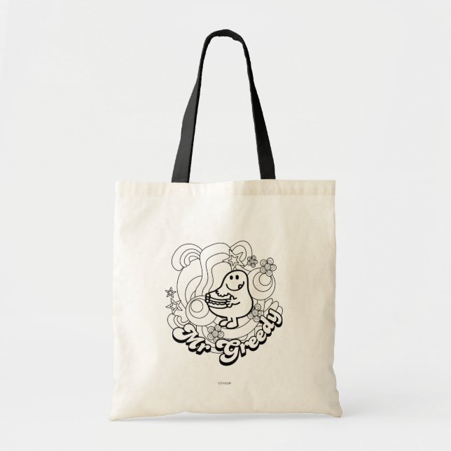 Mr. Greedy | Black & White Swirls & Stars Tote Bag (Front)