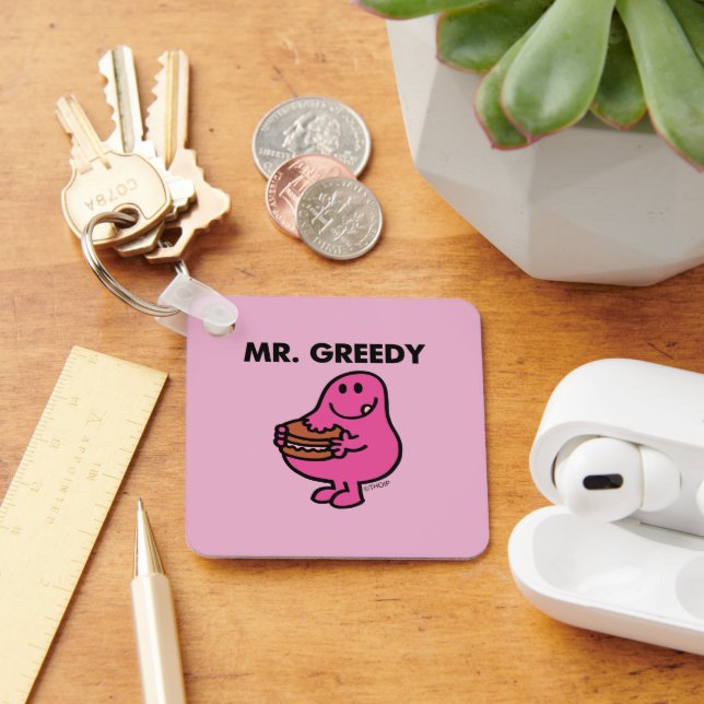 Mr. Greedy Eating Cake Keychain (Desk)