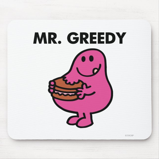 Mr. Greedy Eating Cake Mouse Pad (Front)