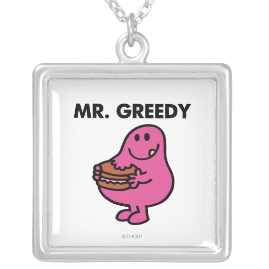 Mr. Greedy Eating Cake Silver Plated Necklace | Zazzle.com