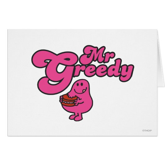 Mr. Greedy Enjoying Dessert Cards (Front Horizontal)