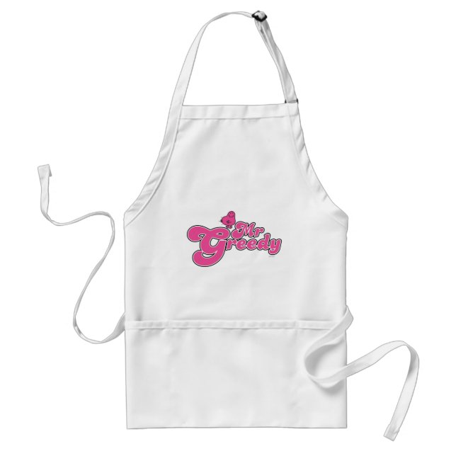 Mr. Greedy | Pink Lettering Adult Apron (Front)