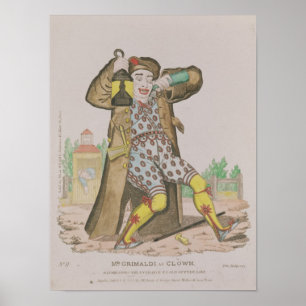 Mr Grimaldi as Clown, illuminating the Poster