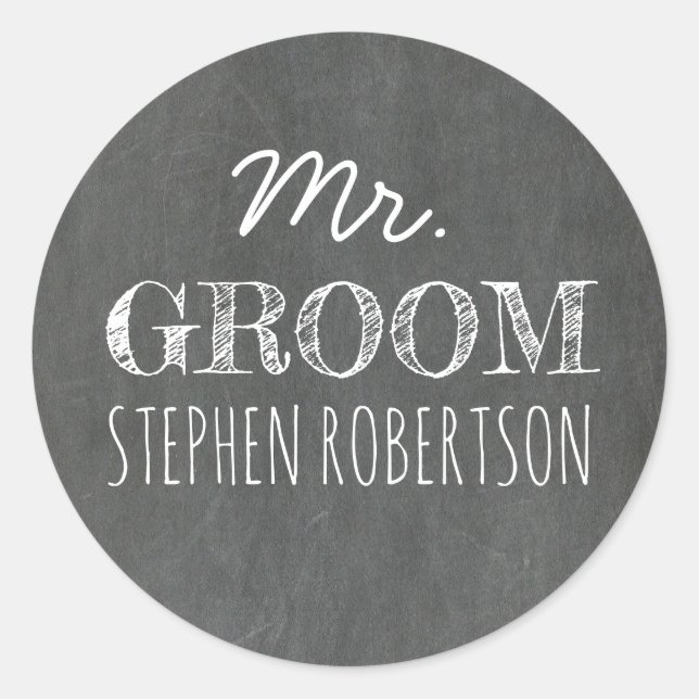 Mr. Groom Chalkboard Classic Round Sticker (Front)