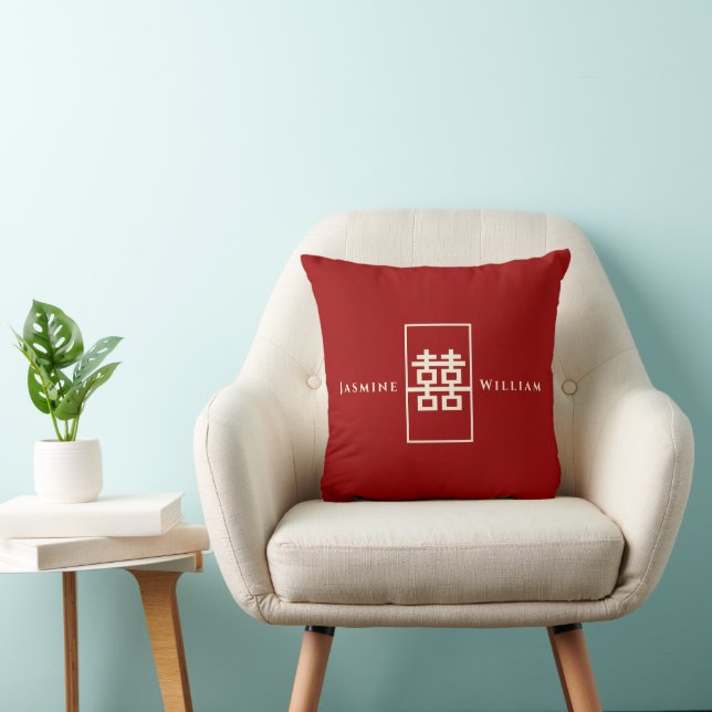 Mr Groom Double Happiness Chinese Wedding Throw Pillow (Chair)