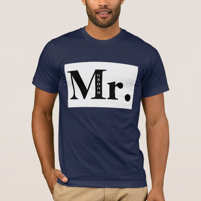 Mr. Groom High Contrast Black and White Minimalist T-Shirt (Front)