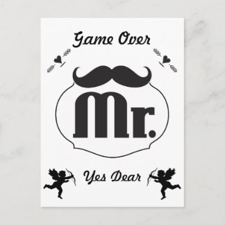 Mr. Groom Mustache Bachelor Party Invitation Postcard