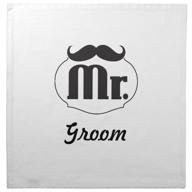 Mr. Groom Mustache Cloth Napkin (Front)